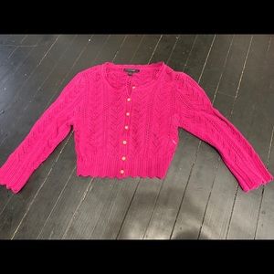 Express Pink short/crop like open-knit cardigan